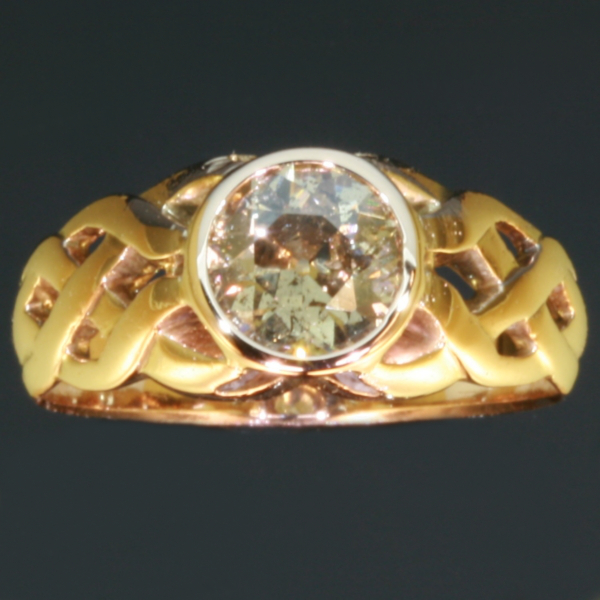 Antique gold men's ring diamond Art Nouveau jewelry